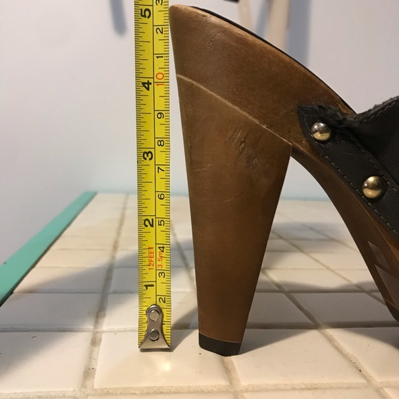 Ed Hardy peacock heart flash traditional tattoo leather clog studded heels - Picture 10 of 11